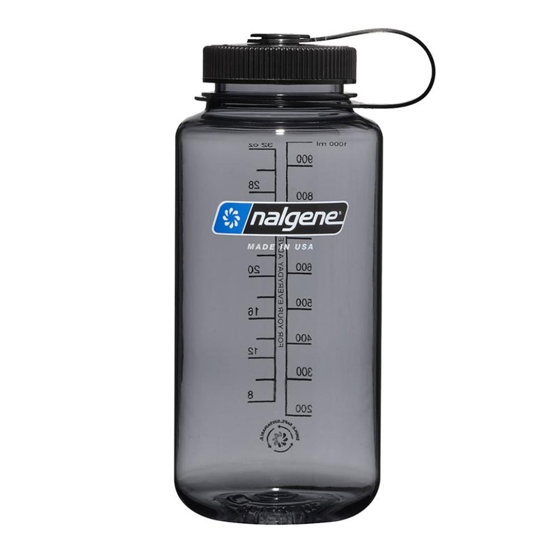Botella Nalgene Sostenible Boca Ancha 32 OZ (1L) GREY W BLACK CAP 348770
