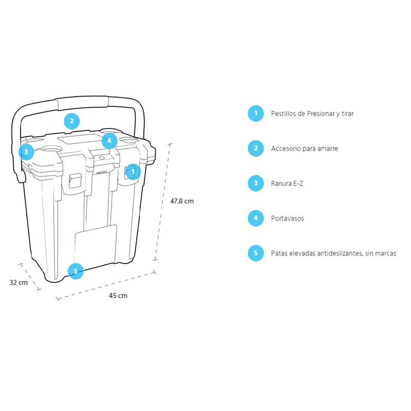 Hielera Pelican 20QT Elite Pasific Blue Gray