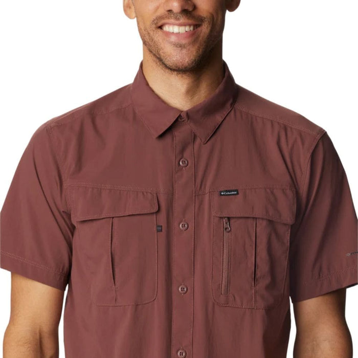 Camisa Manga Corta Hombre Newton Ridge II Columbia Dark Red M