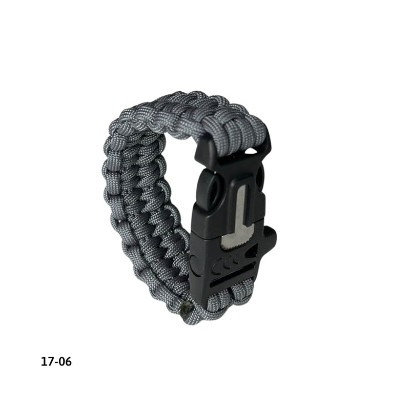 Pulsera Paracord con Silbato y Pedernal Gris (17-06)