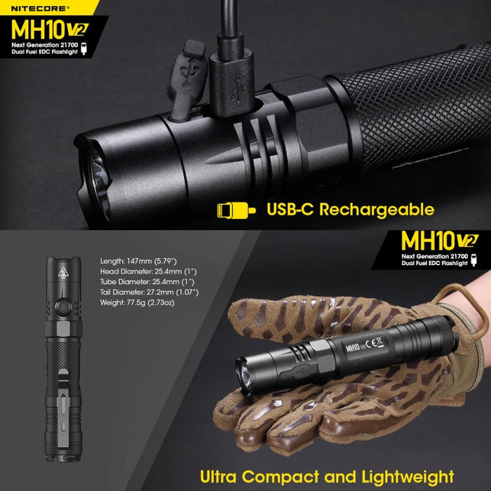 Linterna Nitecore MH10 V2 1200 Lúmenes 202m
