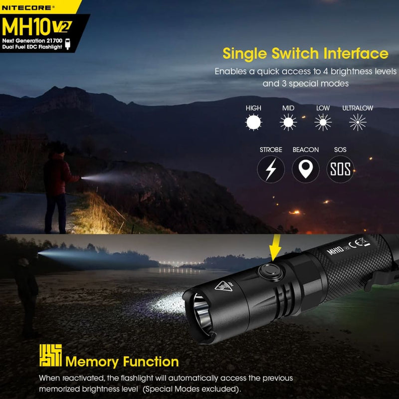Linterna Nitecore MH10 V2 1,200 Lúmenes