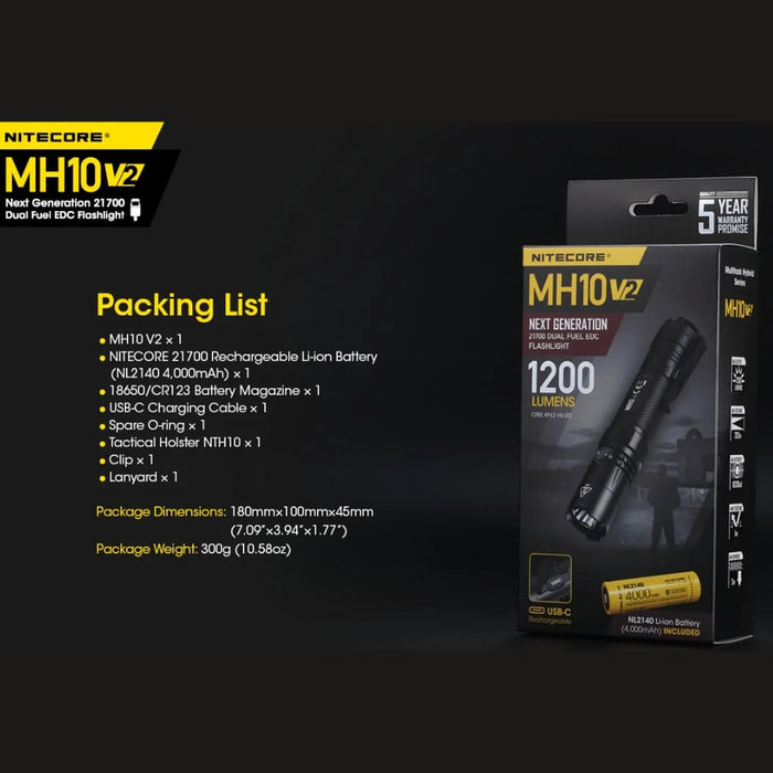 Linterna Nitecore MH10 V2 1200 Lúmenes 202m