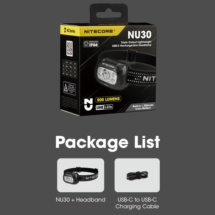 Linterna de Cabeza Nitecore NU30 500 Lúmenes (130metros)
