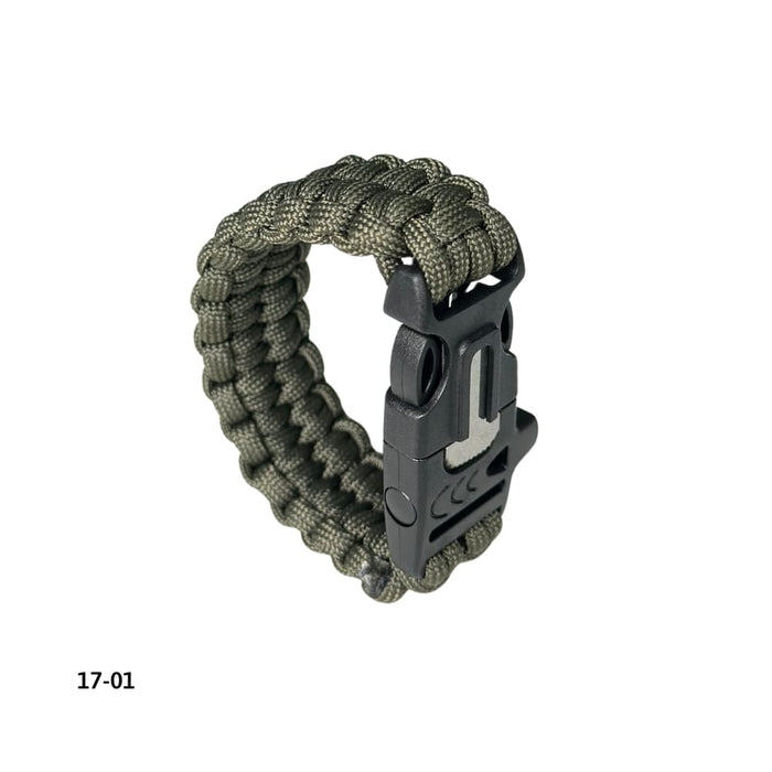 Pulsera Paracord con Silbato y Pedernal Olivo (17-01)