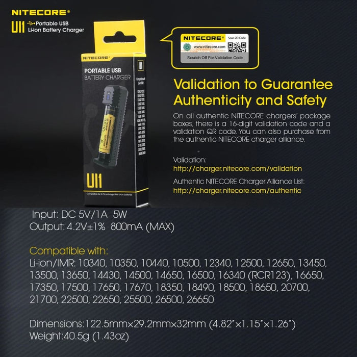 Cargador Nitecore UI1 800mA