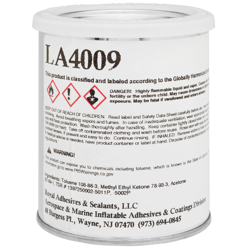 Lata de adhesivo para PVC Clifton LA 4009 | NRS con etiqueta de advertencia. Pegamento inflamable para inflables.