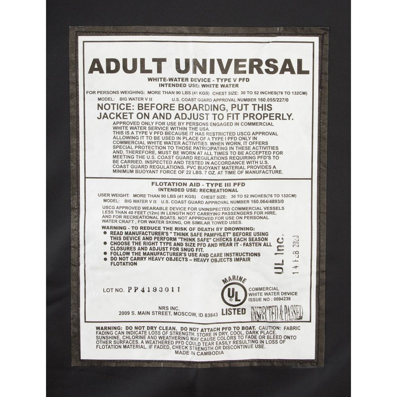 Chaleco NRS Big Water V PFD Orange