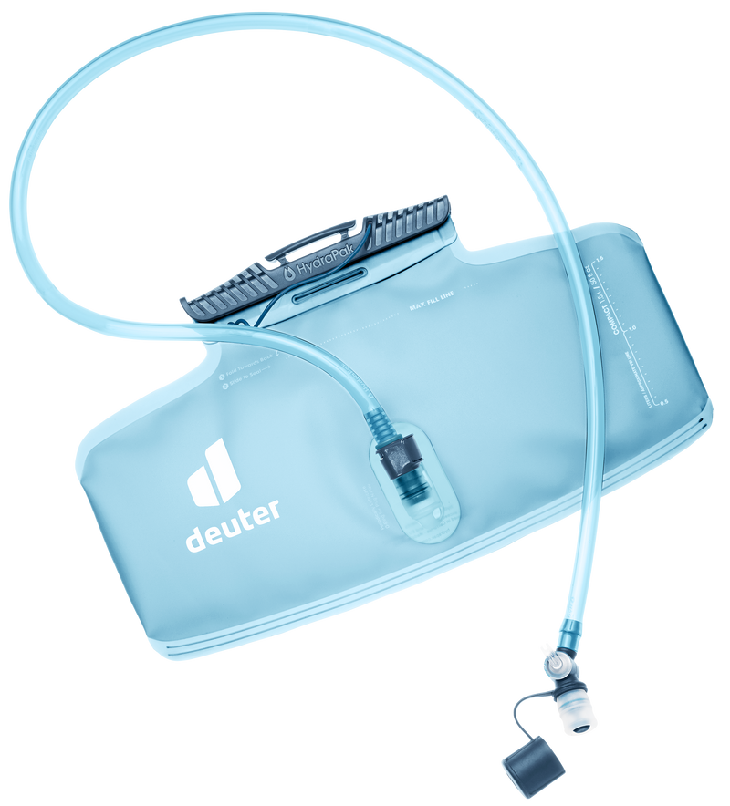 Bolsa de hidratación Deuter Streamer SQ 1.5 L, transparente azul claro con tubo y válvula de mordida para mochila