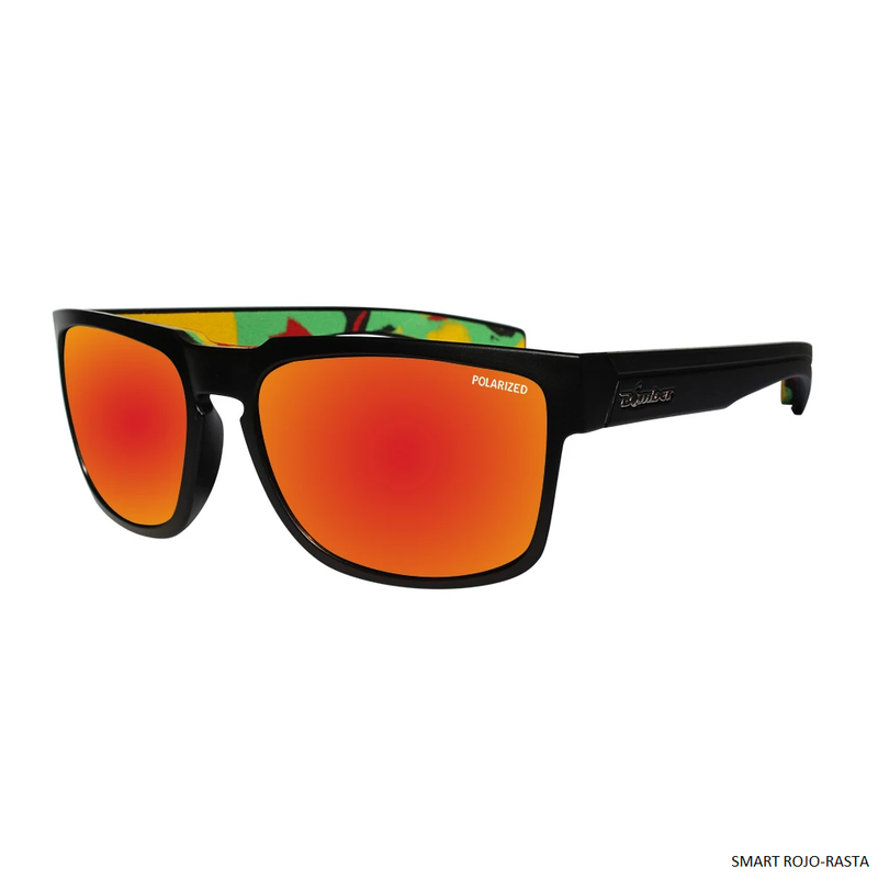 Lente Smart Bomber Marco Negro Mate Lente Rojo Foam Rasta